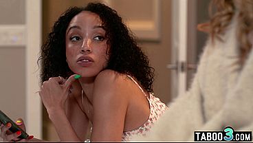 Hot lesbian blondie Anna Claire Clouds comforts her ebony roommate Alexis