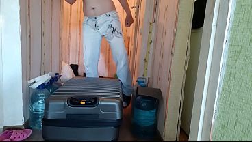 My girlfriend surprised me by coming along on my business trip—inside a suitcase