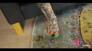 Tattooed & Pierced Lesbians Cynthia’s Tongue & Fingers in Leo Before Massive Anal Toy Play